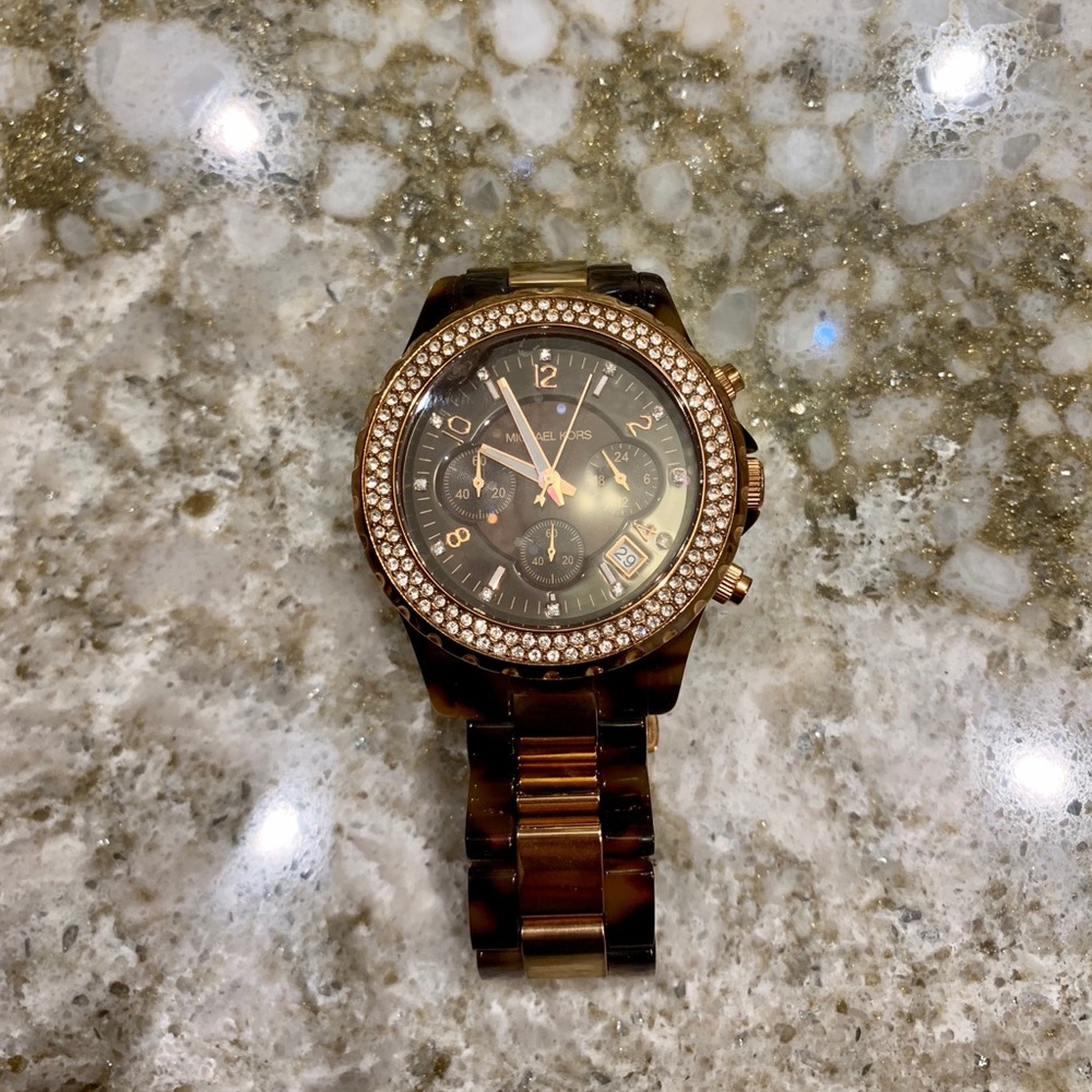 Michael Kors Tortoise and Gold Watch
